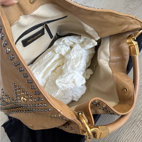 Yves Saint Laurent Camel Studded Shoulder Bag - Picture 6 of 15